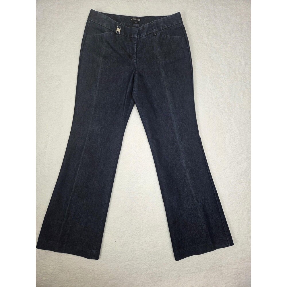 Y2k Womens Flare Jeans 8R Low Rise Dark Wash Bootcut Stretch Denim Casual Boho - Picture 3 of 11